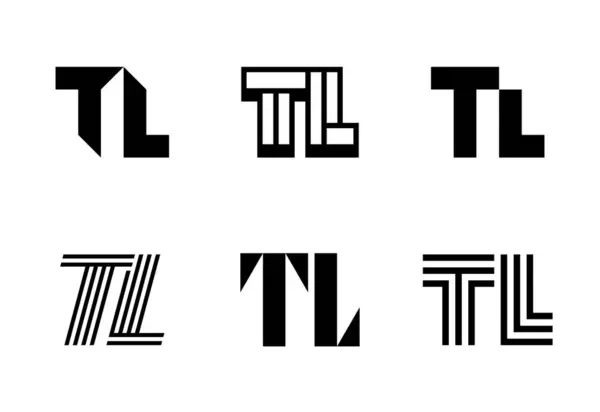 Tlロゴの文字セット 文字による抽象的なロゴコレクション 幾何学的な抽象的なロゴ — ストックベクタ