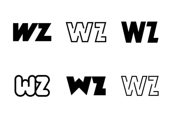 Wzロゴのセット 文字による抽象的なロゴコレクション 幾何学的な抽象的なロゴ — ストックベクタ