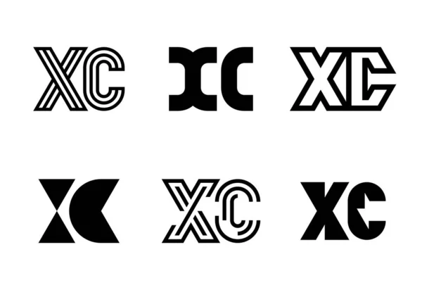 Xcロゴのセット 文字による抽象的なロゴコレクション 幾何学的な抽象的なロゴ — ストックベクタ