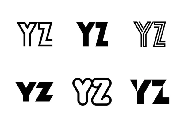 一套字母Yz标志 带有字母的抽象标识集合 几何抽象标识 — 图库矢量图片