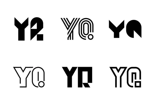 一套字母Yq标志 带有字母的抽象标识集合 几何抽象标识 — 图库矢量图片