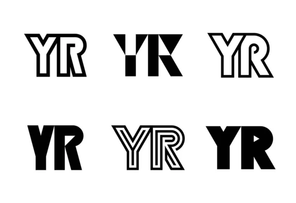 一套字母Yr标志 带有字母的抽象标识集合 几何抽象标识 — 图库矢量图片