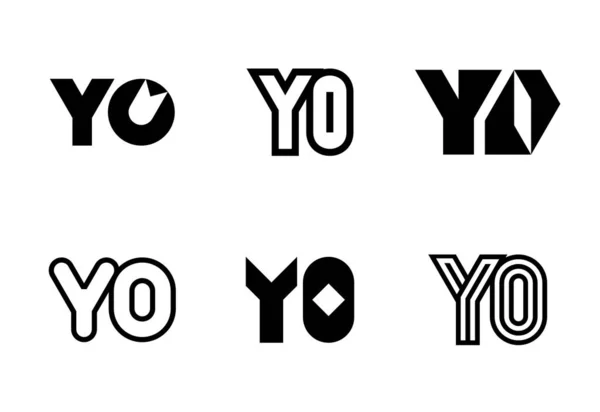 一套Yo标志字母 带有字母的抽象标识集合 几何抽象标识 — 图库矢量图片