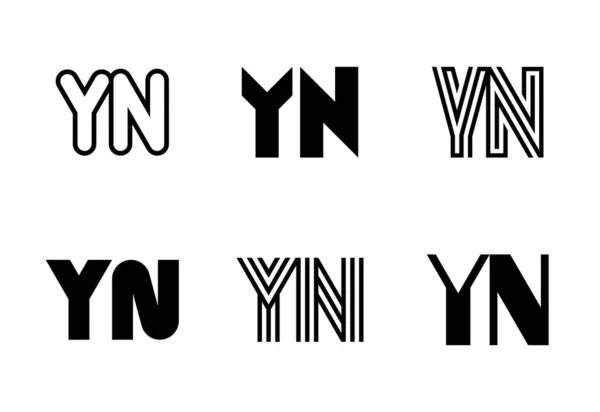 一套字母Yn标志 带有字母的抽象标识集合 几何抽象标识 — 图库矢量图片