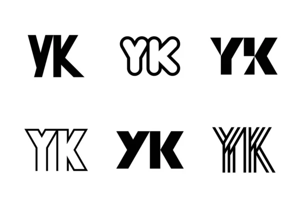 一套字母Yk标志 带有字母的抽象标识集合 几何抽象标识 — 图库矢量图片