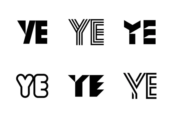 Yeロゴのセット 文字による抽象的なロゴコレクション 幾何学的な抽象的なロゴ — ストックベクタ