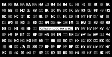 Tahsilat logosu HA 'ya. Harfli soyut logo koleksiyonu. Geometrik soyut logolar