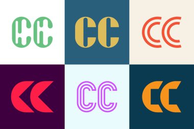 C C harfi logoları. Harfli soyut logo koleksiyonu. Geometrik soyut logolar
