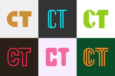 Tomografi logoları. Harfli soyut logo koleksiyonu. Geometrik soyut logolar