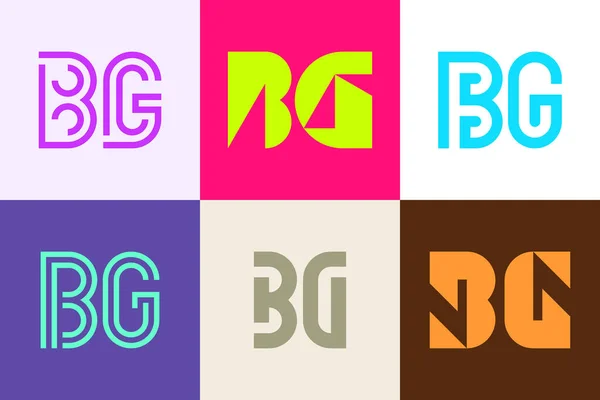 一组字母Bg标志 带有字母的抽象标识集合 几何抽象标识 — 图库矢量图片