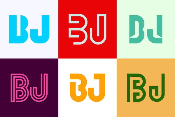 Bjロゴのセット 文字による抽象的なロゴコレクション 幾何学的な抽象的なロゴ — ストックベクタ