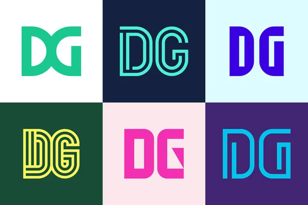 Dgロゴのセット 文字による抽象的なロゴコレクション 幾何学的な抽象的なロゴ — ストックベクタ