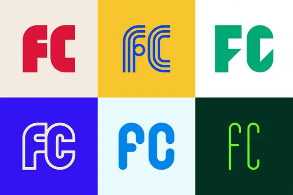 Fcロゴのセット 文字による抽象的なロゴコレクション 幾何学的な抽象的なロゴ — ストックベクタ