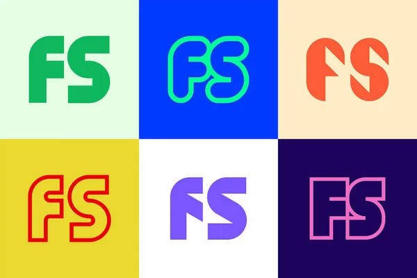 Fsロゴのセット 文字による抽象的なロゴコレクション 幾何学的な抽象的なロゴ — ストックベクタ
