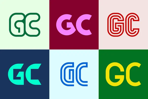 Gcロゴのセット 文字による抽象的なロゴコレクション 幾何学的な抽象的なロゴ — ストックベクタ