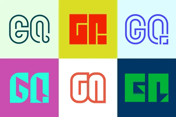 一组字母Gq标志 带有字母的抽象标识集合 几何抽象标识 — 图库矢量图片