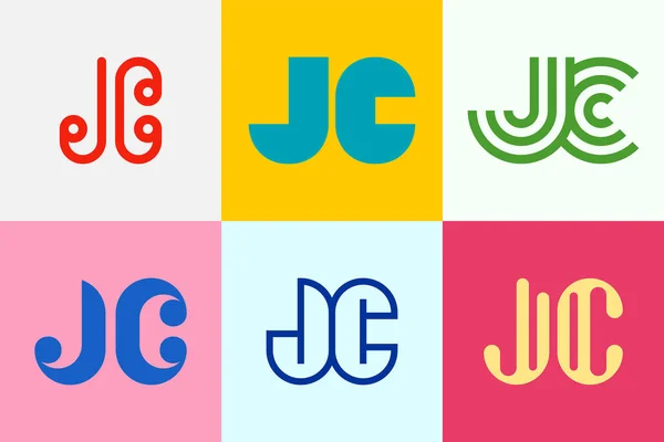 Jcロゴのセット 文字による抽象的なロゴコレクション 幾何学的な抽象的なロゴ — ストックベクタ
