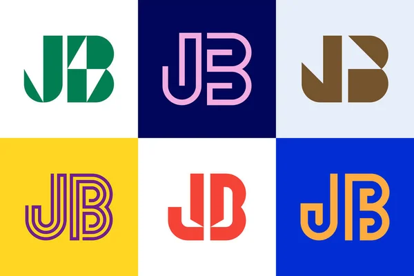 Jbロゴのセット 文字による抽象的なロゴコレクション 幾何学的な抽象的なロゴ — ストックベクタ