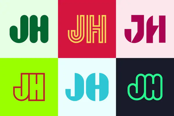 Jhロゴのセット 文字による抽象的なロゴコレクション 幾何学的な抽象的なロゴ — ストックベクタ