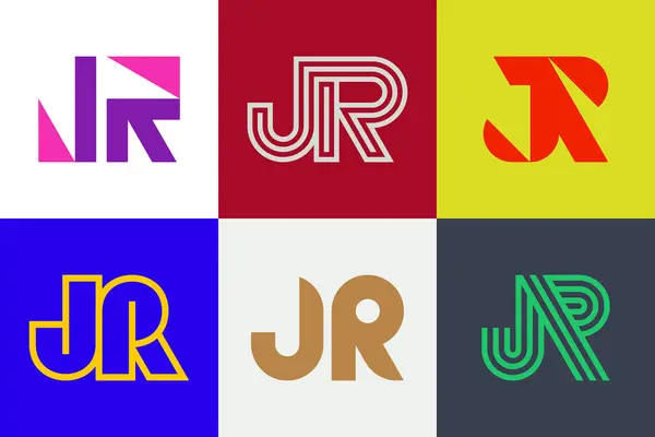 Jrロゴのセット 文字による抽象的なロゴコレクション 幾何学的な抽象的なロゴ — ストックベクタ