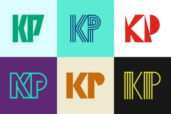 stock vector Set of letter KP logos. Abstract logos collection with letters. Geometrical abstract logos