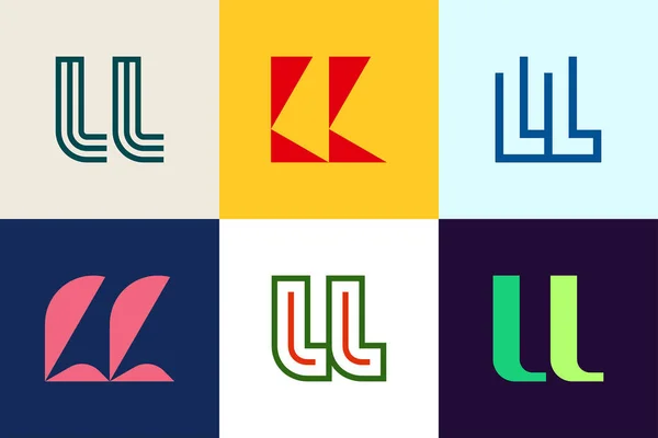一组字母Ll标志 带有字母的抽象标识集合 几何抽象标识 — 图库矢量图片