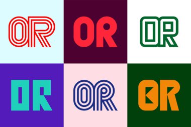 Ya da amblem seti. Harfli soyut logo koleksiyonu. Geometrik soyut logolar