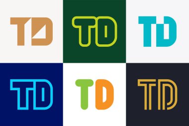 Harf TD logoları. Harfli soyut logo koleksiyonu. Geometrik soyut logolar