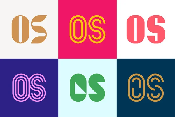 一套字母的Os标志 带有字母的抽象标识集合 几何抽象标识 — 图库矢量图片