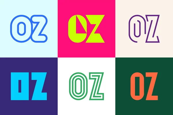 一套字母Oz标志 带有字母的抽象标识集合 几何抽象标识 — 图库矢量图片
