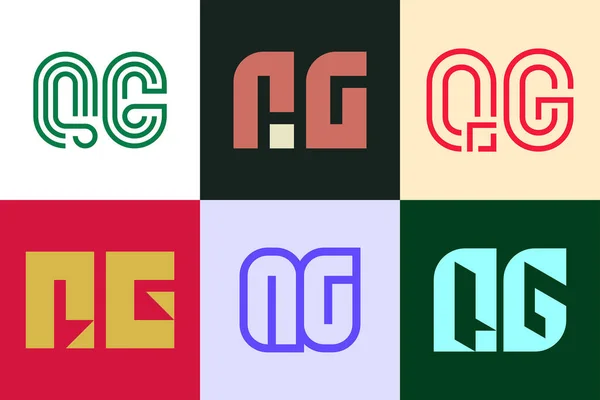 Qgロゴのセット 文字による抽象的なロゴコレクション 幾何学的な抽象的なロゴ — ストックベクタ