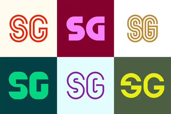 Sgロゴのセット 文字による抽象的なロゴコレクション 幾何学的な抽象的なロゴ — ストックベクタ