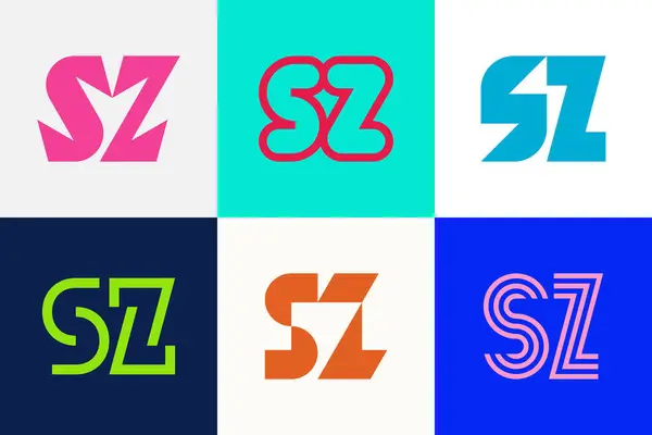 Juego Letras Logos Colección Logos Abstractos Con Letras Logotipos Abstractos — Vector de stock