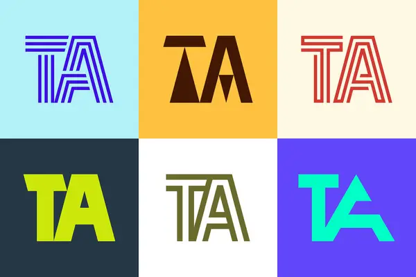一组字母Ta标志 带有字母的抽象标识集合 几何抽象标识 — 图库矢量图片