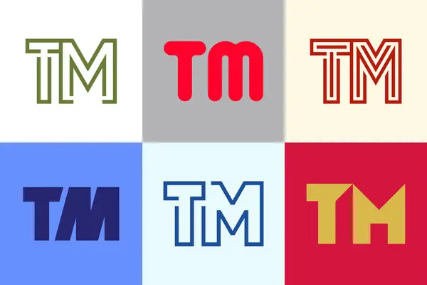 一套Tm标志字母 带有字母的抽象标识集合 几何抽象标识 — 图库矢量图片