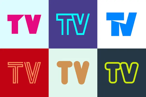 Conjunto Logotipos Televisão Carta Coleção Logotipos Abstratos Com Letras Logótipos —  Vetores de Stock
