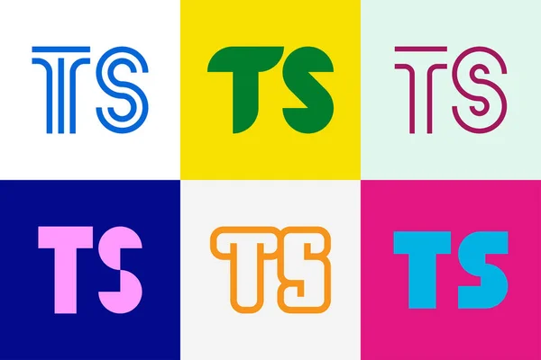 一组字母Ts标志 带有字母的抽象标识集合 几何抽象标识 — 图库矢量图片