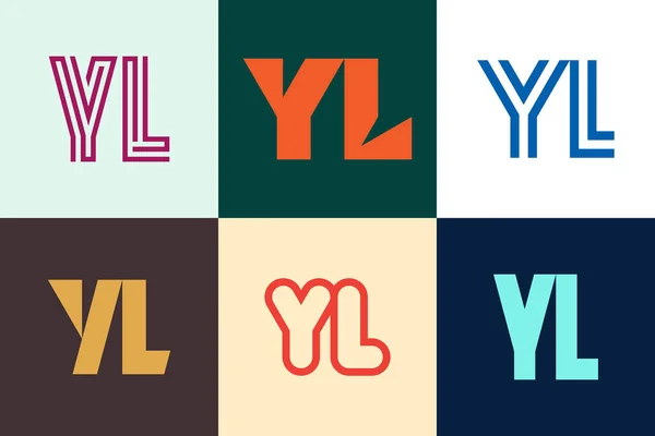 Ylロゴのセット 文字による抽象的なロゴコレクション 幾何学的な抽象的なロゴ — ストックベクタ