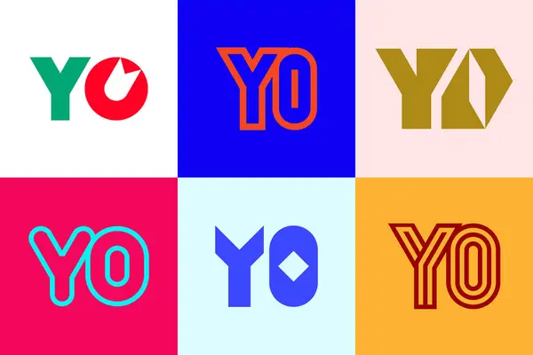 Conjunto Letras Logos Coleção Logotipos Abstratos Com Letras Logótipos Abstractos — Vetor de Stock