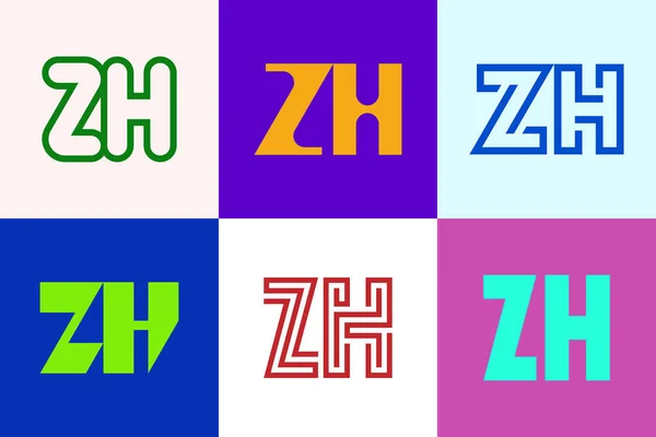 Zhロゴのセット 文字による抽象的なロゴコレクション 幾何学的な抽象的なロゴ — ストックベクタ