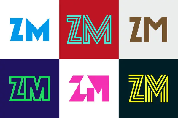 一组字母Zm标志 带有字母的抽象标识集合 几何抽象标识 — 图库矢量图片
