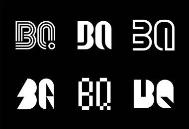 Bir set BQ logosu. Harfli soyut logo koleksiyonu. Geometrik soyut logolar