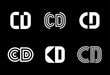 Bir set CD logosu. Harfli soyut logo koleksiyonu. Geometrik soyut logolar