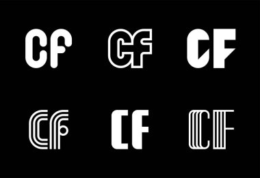 CF logoları seti. Harfli soyut logo koleksiyonu. Geometrik soyut logolar