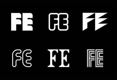 FE harfi logoları. Harfli soyut logo koleksiyonu. Geometrik soyut logolar