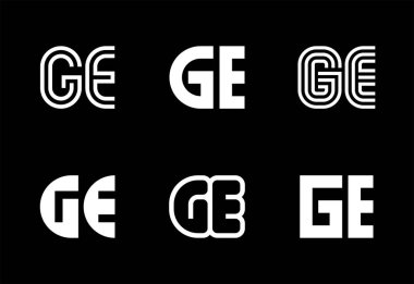 GE harfi logoları. Harfli soyut logo koleksiyonu. Geometrik soyut logolar