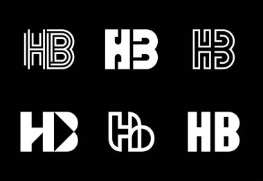 HB logoları seti. Harfli soyut logo koleksiyonu. Geometrik soyut logolar