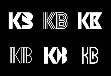 KB logoları seti. Harfli soyut logo koleksiyonu. Geometrik soyut logolar