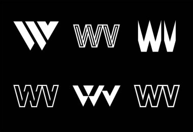 WV harfli logolar. Harfli soyut logo koleksiyonu. Geometrik soyut logolar