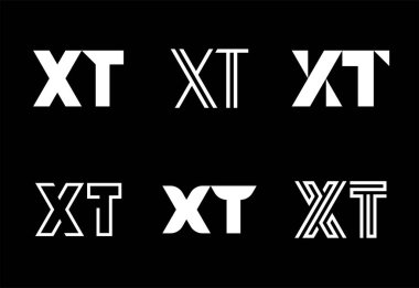 XT logoları seti. Harfli soyut logo koleksiyonu. Geometrik soyut logolar